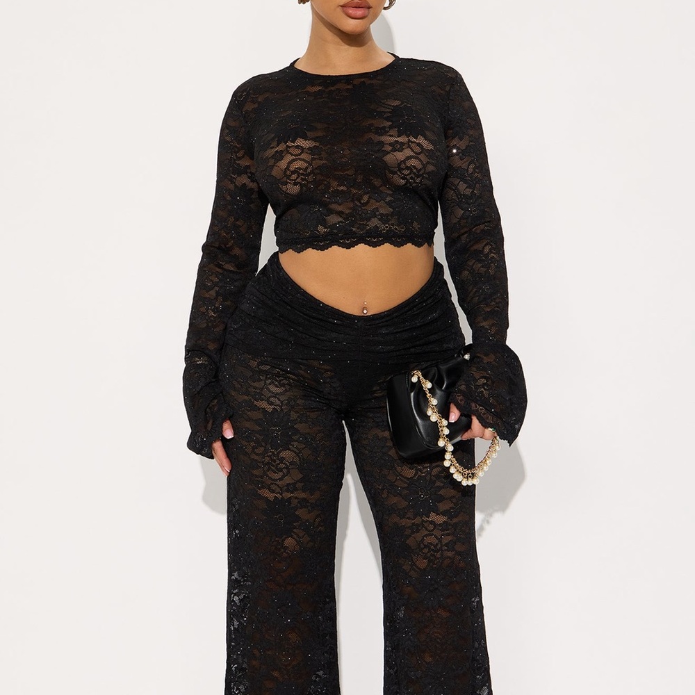 Fashion Nova Black Lace Two-Piece Jumpsuit